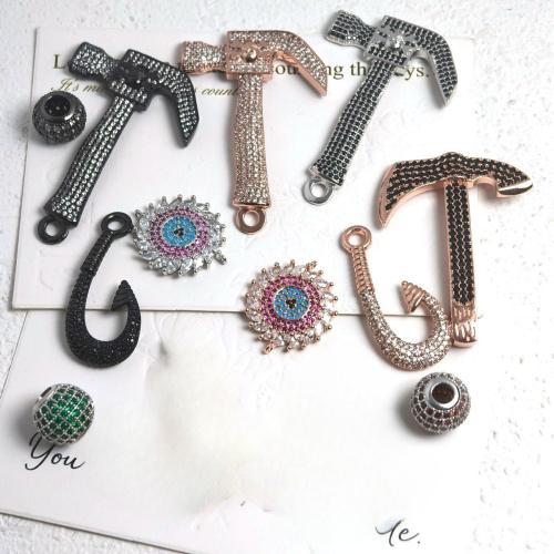 Cubic Zirconia Micro Pave Brass Pendant, plated, DIY & micro pave cubic zirconia 