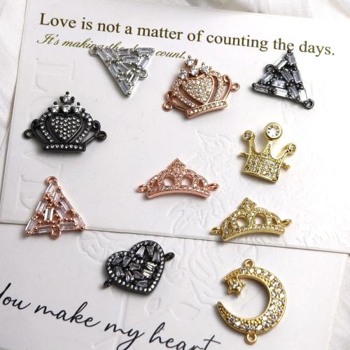 Цирконий Микро вымощает Латунный разъем, Латунь, Другое покрытие, DIY & инкрустированное микро кубического циркония, Много цветов для выбора 3ПК/сумка, продается сумка