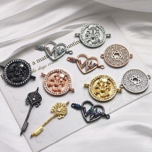 Цирконий Микро вымощает Латунный разъем, Латунь, Другое покрытие, DIY & инкрустированное микро кубического циркония, Много цветов для выбора, 3ПК/сумка, продается сумка