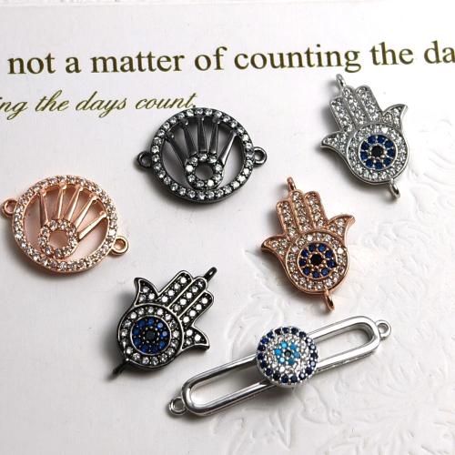 Цирконий Микро вымощает Латунный разъем, Латунь, Другое покрытие, DIY & инкрустированное микро кубического циркония, Много цветов для выбора 3ПК/сумка, продается сумка