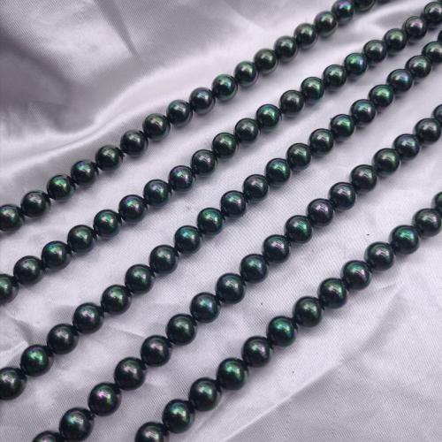 Perlmuttartige Glasperlen, DIY, grün, 6-10mm, Länge:38 cm, verkauft von Strang