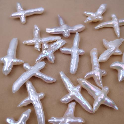 Perles nacres baroques de culture d'eau douce , perle d'eau douce cultivée, croix, DIY, blanc, 15-30mm, Vendu par PC