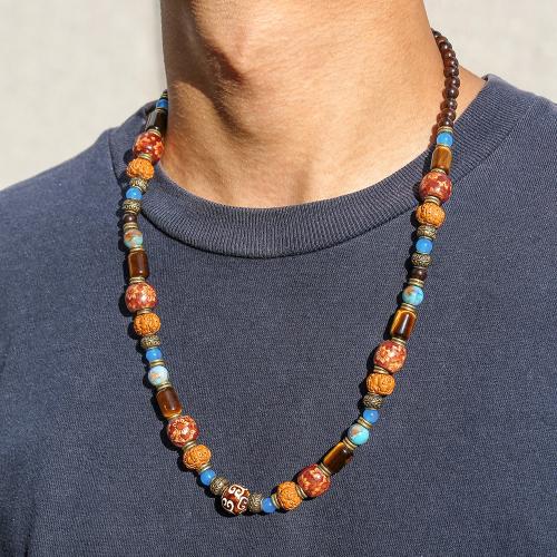 ウッドのセーターのチェーンネックレス, タイガーアイ, とともに ウッド, ゴールドメッキ, ファッションジュエリー, 無色, 売り手 パソコン