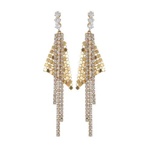 Fashion Fringe Boucles d'oreilles, Acier inoxydable 304, Placage, pour femme & avec strass & creux, plus de couleurs à choisir, Vendu par paire