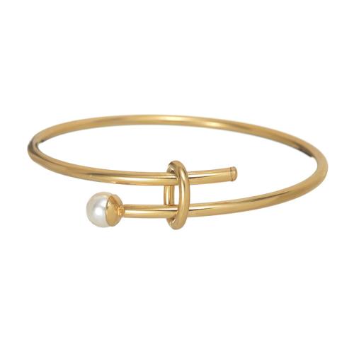 Bracelet en acier inoxydable, Acier inoxydable 304, avec perle de plastique, Placage, bijoux de mode & pour femme, plus de couleurs à choisir, Vendu par PC