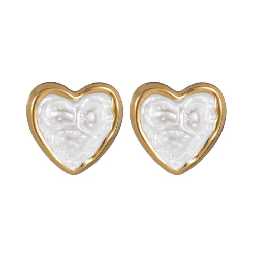 Серьги из нержавеющей стали, Нержавеющая сталь 304, Сердце, Другое покрытие, ювелирные изделия моды & Женский & эмаль, Много цветов для выбора, продается Пара