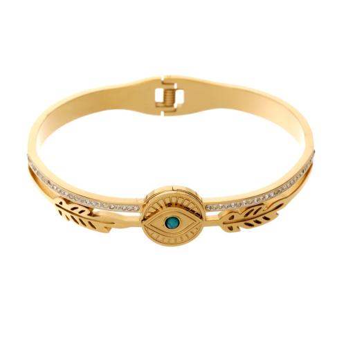 Bracelet en acier inoxydable, Acier inoxydable 304, avec turquoise, Placage, pour femme & avec strass & creux, plus de couleurs à choisir, Inner diameter :60mm, Vendu par PC