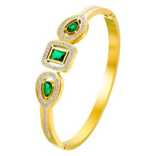 Bracelet en acier inoxydable, Acier inoxydable 304, Placage, bijoux de mode & pour femme & avec strass, plus de couleurs à choisir, Inner diameter :60mm, Vendu par PC