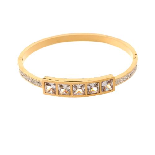 Bracelet en acier inoxydable, Acier inoxydable 304, Placage, bijoux de mode & pour femme & avec strass, plus de couleurs à choisir, Inner diameter :60mm, Vendu par PC