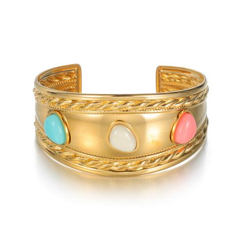 Bracelet en acier inoxydable, Acier inoxydable 304, avec résine, Placage, bijoux de mode & pour femme, doré, Vendu par PC