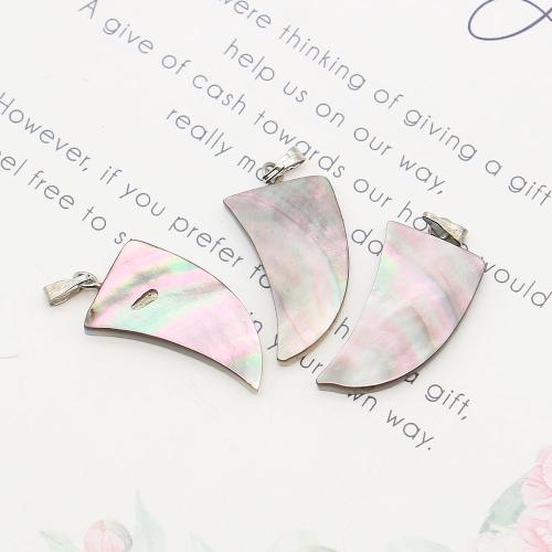 Natürlichen Muschel -Anhänger, Black+Lip+Shell, mit Wachsschnur & Eisen, Modeschmuck, gemischte Farben, 10x29mm, Länge:ca. 45 cm, verkauft von PC