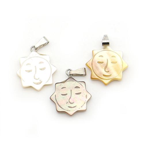 Natürlichen Muschel -Anhänger, Seemuschel, mit Wachsschnur & Eisen, Sonne, DIY, keine, 18x20mm, verkauft von PC