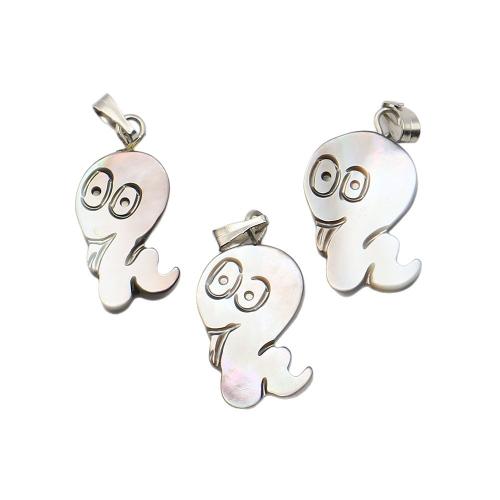 Natürlichen Muschel -Anhänger, Black+Lip+Shell, mit Wachsschnur & Eisen, Schlange, DIY, gemischte Farben, 12x22mm, verkauft von PC