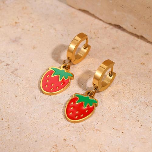 Boucle d'oreille goutte inox, Acier inoxydable 304, Placage, styles différents pour le choix & pour femme & émail, doré, Vendu par paire[