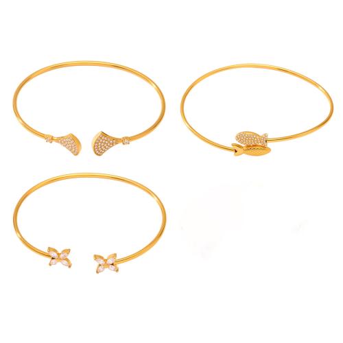 Bracelet en acier inoxydable, Acier inoxydable 304, Placage, styles différents pour le choix & pavé de micro zircon & pour femme, Vendu par PC[