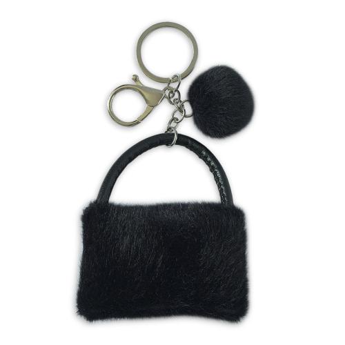 Fur Plush Key Chain, Aluminum Alloy, with Plush, DIY 