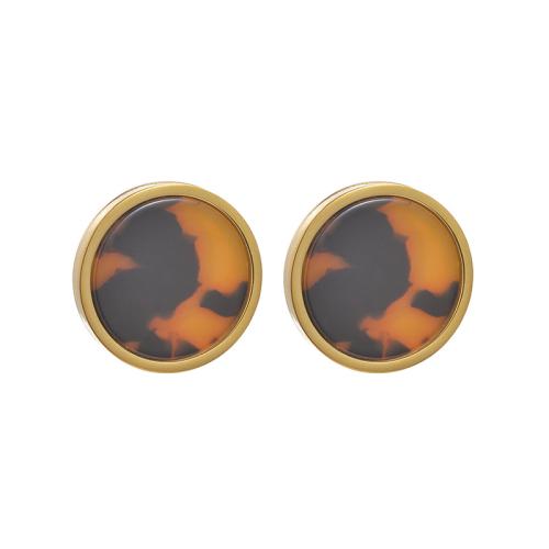 clou d'oreille acrylique, Acier inoxydable 304, avec Acrylique, Placage, bijoux de mode & styles différents pour le choix & pour femme, doré, Vendu par paire