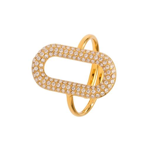Bague en acier inoxydable Incrusté de zircon, Acier inoxydable 304, Placage, styles différents pour le choix & pavé de micro zircon & pour femme, Vendu par PC