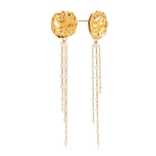 Fashion Fringe Boucles d'oreilles, Acier inoxydable 304, avec Acrylique, Placage, bijoux de mode & pour femme, doré, Vendu par paire