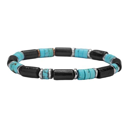 Bracelets en bois, turquoise synthétique, avec black Sandalwood & alliage de zinc, Placage de couleur d'or, bijoux de mode, plus de couleurs à choisir, Vendu par PC
