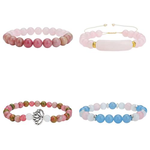 Edelstein Armbänder, Zinklegierung, mit Naturstein, goldfarben plattiert, Modeschmuck, keine, verkauft von Tasche