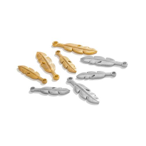 Pendentif plume en acier inoxydable, Acier inoxydable 304, Placage de couleur d'or, DIY, plus de couleurs à choisir Vendu par sac