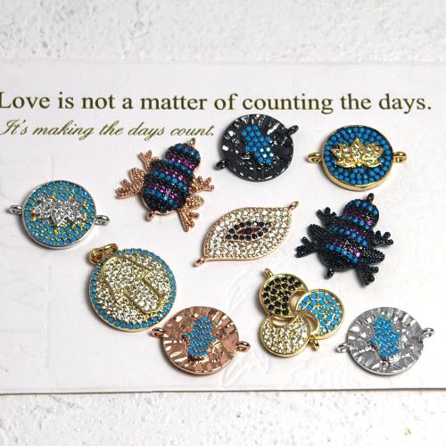 Цирконий Микро вымощает Латунный разъем, Латунь, Другое покрытие, DIY & инкрустированное микро кубического циркония, Много цветов для выбора, 3ПК/сумка, продается сумка