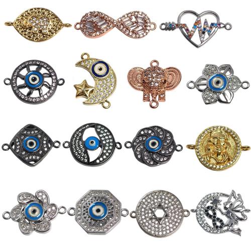 Цирконий Микро вымощает Латунный разъем, Латунь, Другое покрытие, DIY & инкрустированное микро кубического циркония, Много цветов для выбора 3ПК/сумка, продается сумка