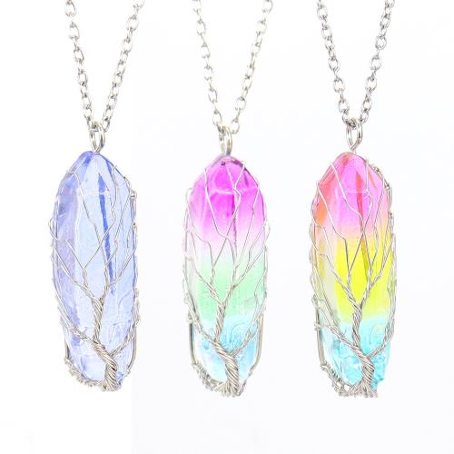 Collier en cristal, avec fer, fait à la main, bijoux de mode & styles différents pour le choix & pour femme, multicolore, Vendu par PC