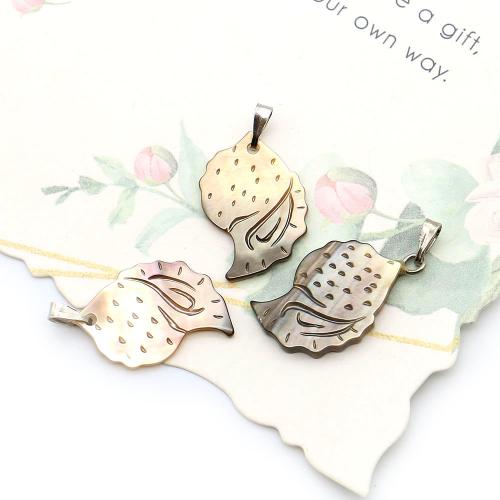 Schwarz Muschel Anhänger, Schwarze Muschel, mit Wachsschnur & Eisen, Blatt, DIY, gemischte Farben, 14x25mm, verkauft von PC