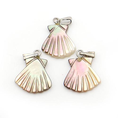 Black+Lip+Shell Anhänger, mit Wachsschnur & Eisen, Schale, DIY, gemischte Farben, 14x18mm, verkauft von PC