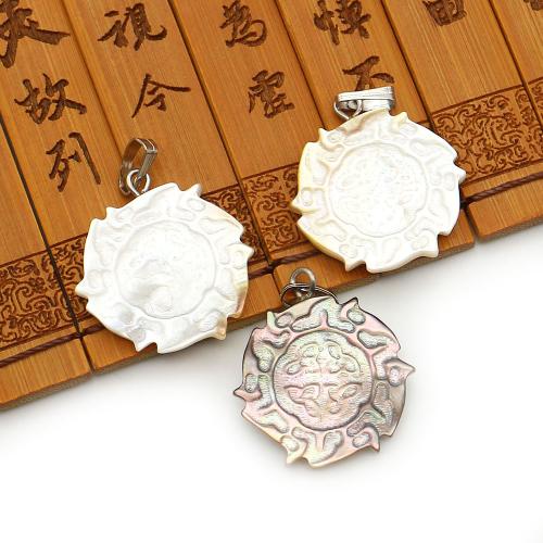 Seemuschel Anhänger, mit Wachsschnur & Eisen, Sonne, DIY, keine, 20x23mm, verkauft von PC