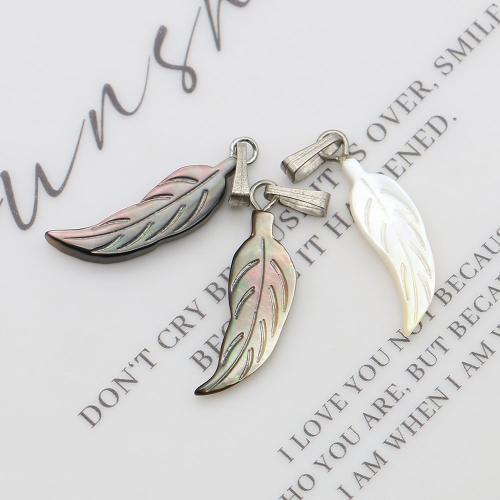 Seemuschel Anhänger, mit Wachsschnur & Eisen, Blatt, DIY, keine, 7x25mm, verkauft von PC