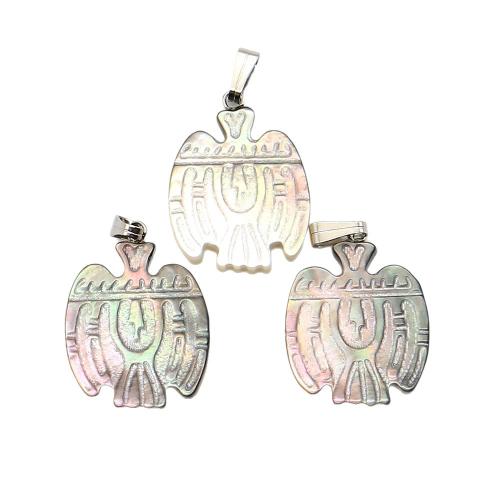 Black+Lip+Shell Anhänger, mit Wachsschnur & Eisen, Adler, DIY, gemischte Farben, 18x24mm, verkauft von PC