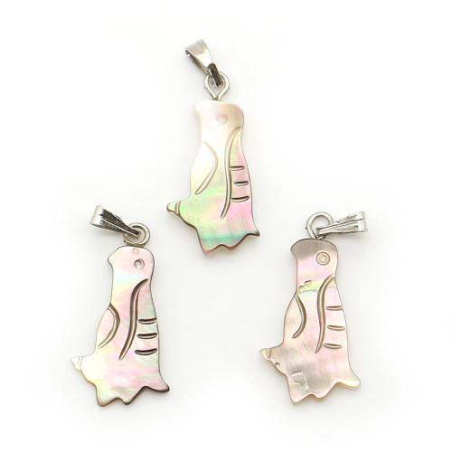 Black+Lip+Shell Anhänger, mit Wachsschnur & Eisen, Pinguin, DIY, gemischte Farben, 11x23mm, verkauft von PC