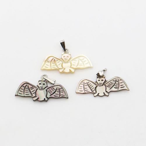 Seemuschel Anhänger, mit Wachsschnur & Eisen, Fledermaus, DIY, keine, 14x26mm, verkauft von PC