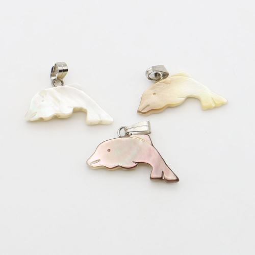 Seemuschel Anhänger, mit Wachsschnur & Eisen, Dolphin, DIY, keine, 12x24mm, verkauft von PC
