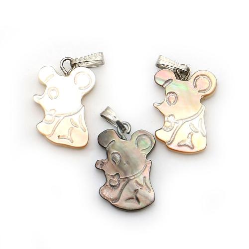 Seemuschel Anhänger, mit Wachsschnur & Eisen, Maus, DIY, keine, 12x19mm, verkauft von PC