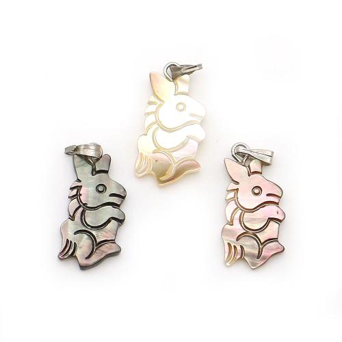 Natürlichen Muschel -Anhänger, Seemuschel, mit Wachsschnur & Eisen, Hase, DIY, keine, 11x22mm, verkauft von PC