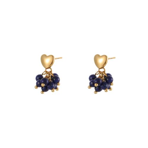 Edelstein Tropfen Ohrring, 304 Edelstahl, mit Naturstein, 18K vergoldet, Modeschmuck & verschiedenen Materialien für die Wahl & für Frau, verkauft von Paar