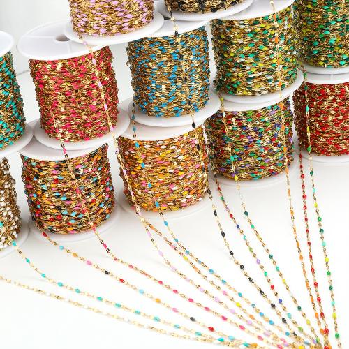 Stainless Steel Chain Jewelry, 304 Stainless Steel, gold color plated, DIY & enamel 