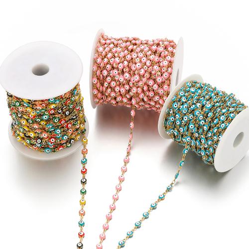 Evil Eye Jewelry Chains, 304 Stainless Steel, gold color plated, DIY & enamel 