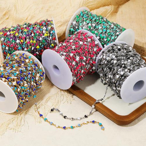 Stainless Steel Chain Jewelry, 304 Stainless Steel, gold color plated, DIY & enamel 