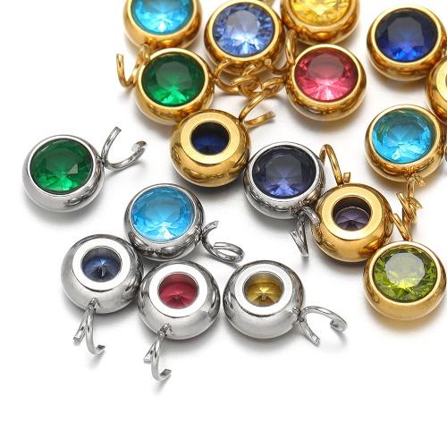 colgantes del acero inoxidable con cúbico zirconia, acero inoxidable 304, chapado en color dorado, Bricolaje & micro arcilla de zirconia cúbica, más colores para la opción, 20PCs/Bolsa, Vendido por Bolsa