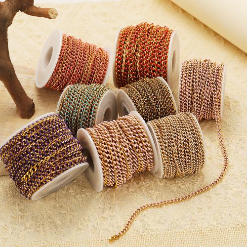 Chaîne ovale en acier inoxydable, Acier inoxydable 304, Placage de couleur d'or, DIY & émail, plus de couleurs à choisir, Vendu par m[