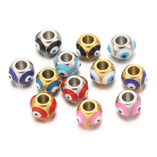Fashion Evil Eye Beads, 304 Stainless Steel, gold color plated, DIY & enamel 