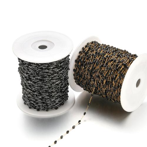 Edelstein Perlen Kette, 304 Edelstahl, mit Kristall, goldfarben plattiert, DIY, keine, verkauft von m