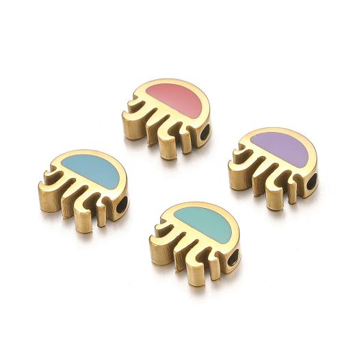 Stainless Steel Beads, 304 Stainless Steel, gold color plated, DIY & enamel 
