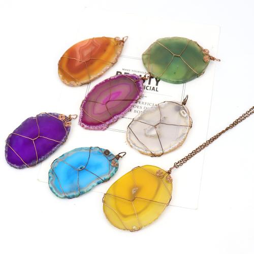 Драгоценный камень Ожерелья, Полудрагоценный камень, с железный цепи, Связанный вручную, ювелирные изделия моды & различные материалы для выбора & Женский, цвет старой меди, продается PC