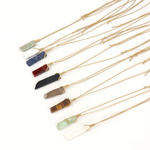 Драгоценный камень Ожерелья, Полудрагоценный камень, с Шнур-терилен, Связанный вручную, ювелирные изделия моды & различные материалы для выбора & Женский, коричневый, длина:Приблизительно 50-90 см, продается PC